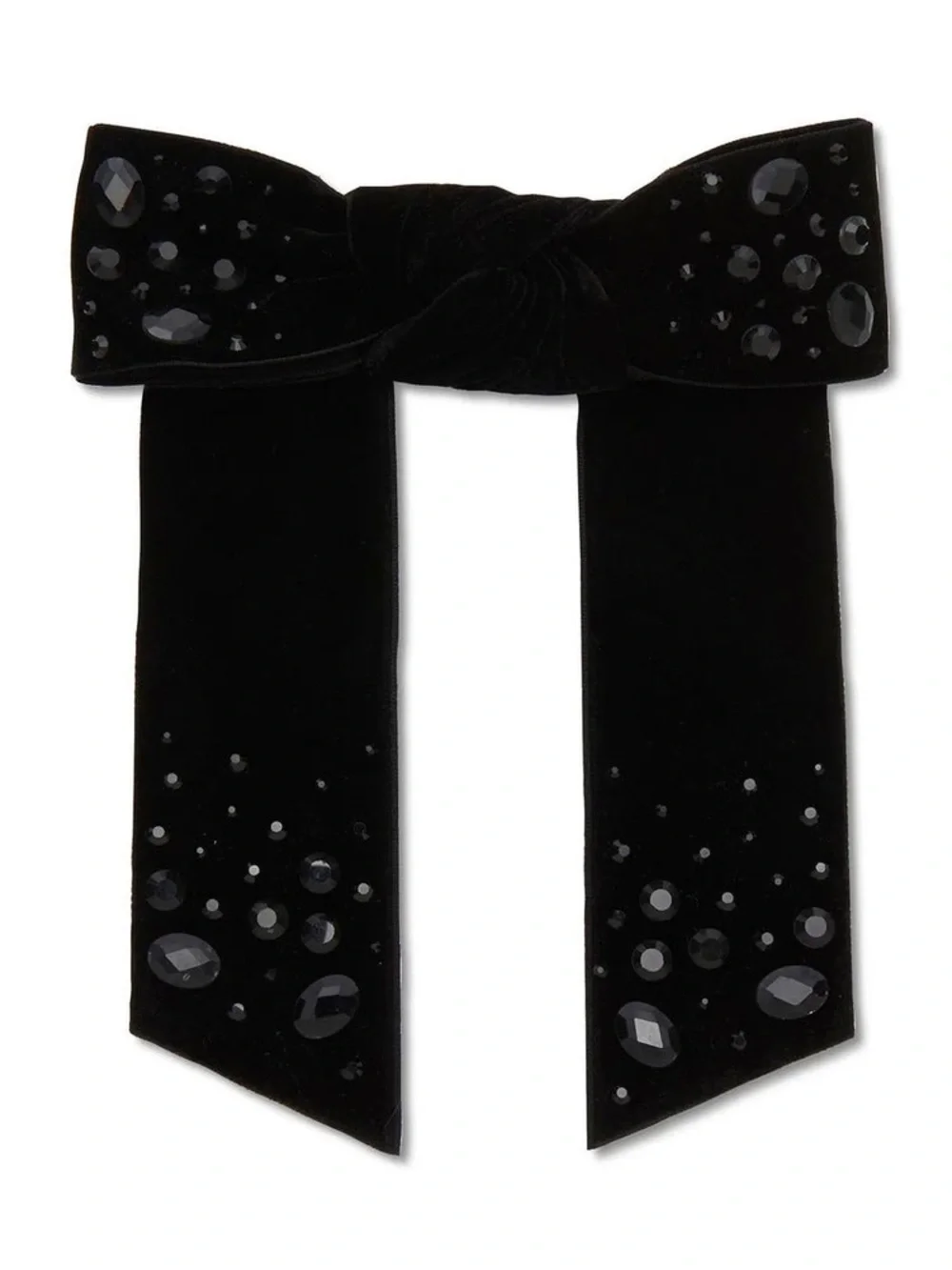Lele Sadoughi Shirley Crystal Jet Pebble Bow - NWT